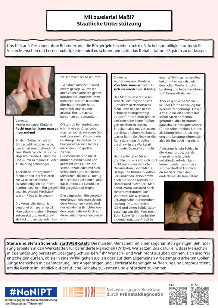 Poster: Mit zweierlei Maß. Staatliche Unterstützung.