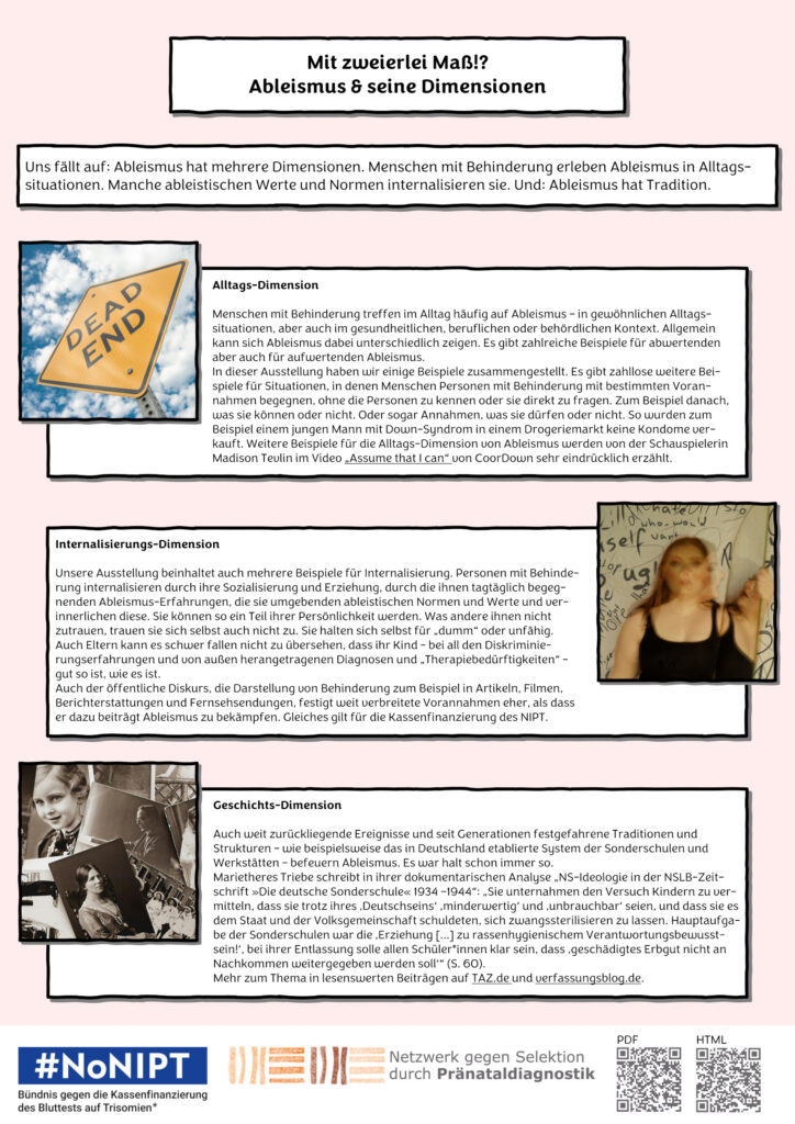 Poster: Mit zweierlei Maß. Ableismus und seine Dimensionen.